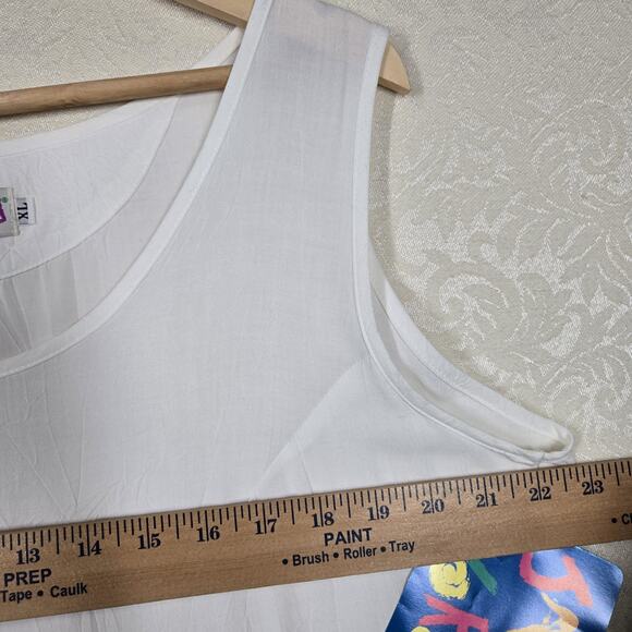 Jams World Tank Top sz XL White Sleeveless Side Slits - Picture 11 of 13
